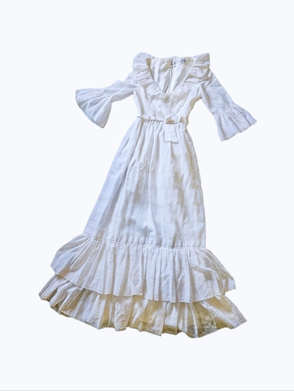 Vintage Mollie Parnis 70s-80s Prarie Revival Dress